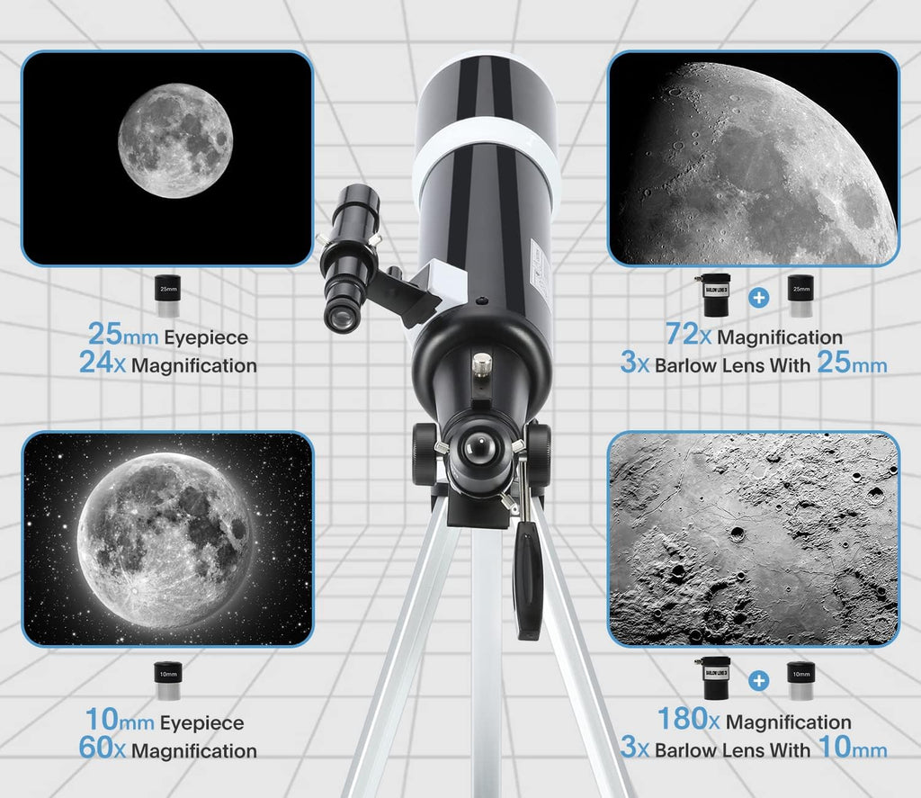 Telescope for Adults & Beginner Astronomers - 80mm Aperture 600mm Fully Multi-Coated High Transmission Coatings with