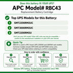 APC Genuine UPS Replacement Battery RBC43 for SMT2200RM2UC, SMT3000RM2UC