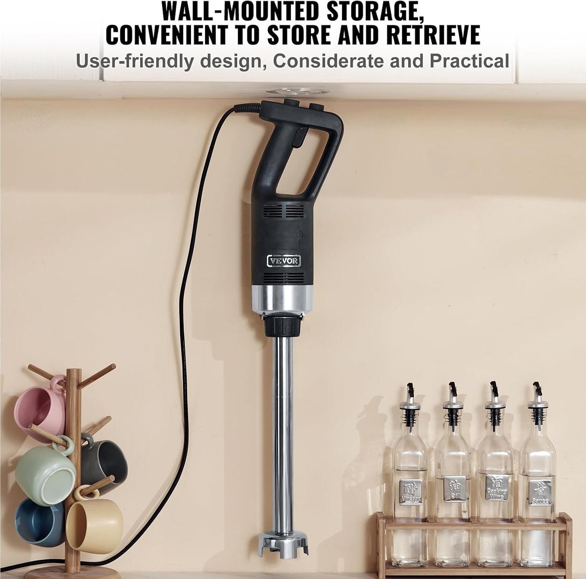 Commercial Immersion Blender, 750W 16" Heavy Duty Hand Mixer, Variable Speed Kitchen Stick Mixer with 304 Stainless