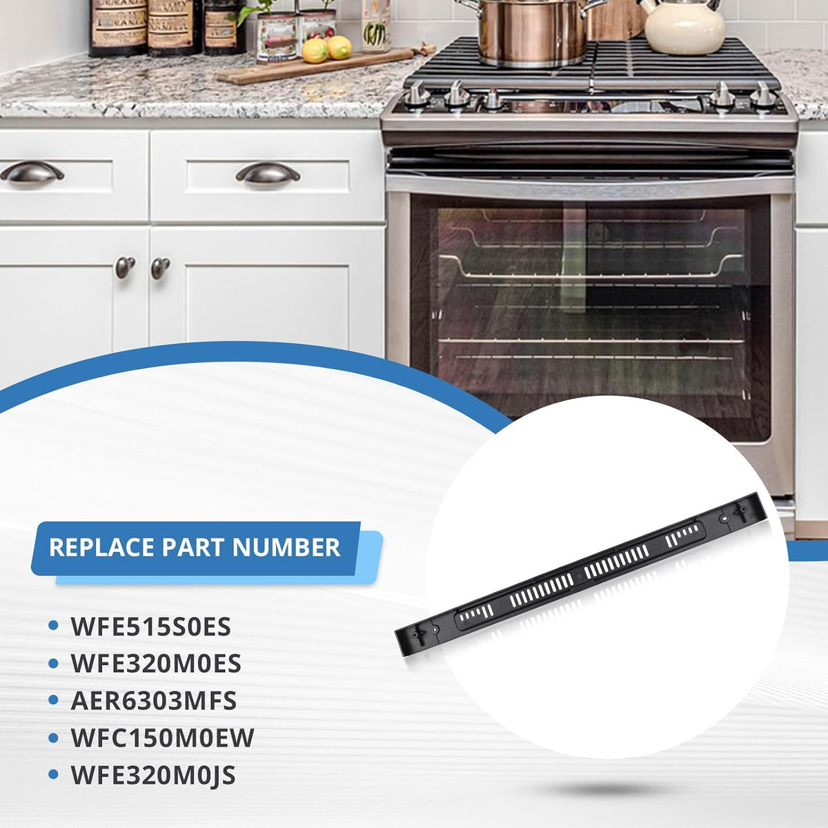 WPW10310922 Range Oven Door Vent, Vent for Whirlpool Range Replaces W10144870 W10118391