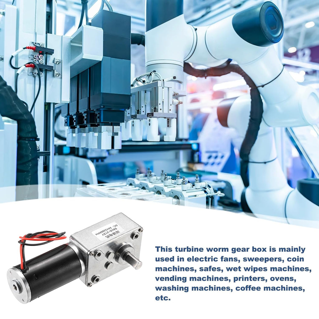 MECCANIXITY DC 24V 200 RPM Reversible Worm Geared Motor Reducer Motor