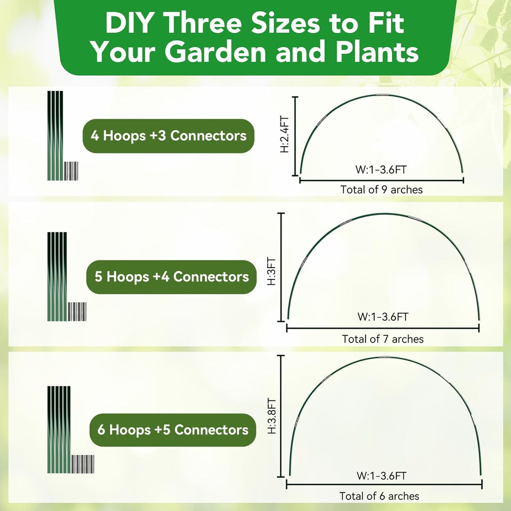 Garden Mesh Netting Kit for Raised Beds, 10x30FT Green Garden Netting ＆6 Sets Fiberglass Garden Hoops, Row Cover