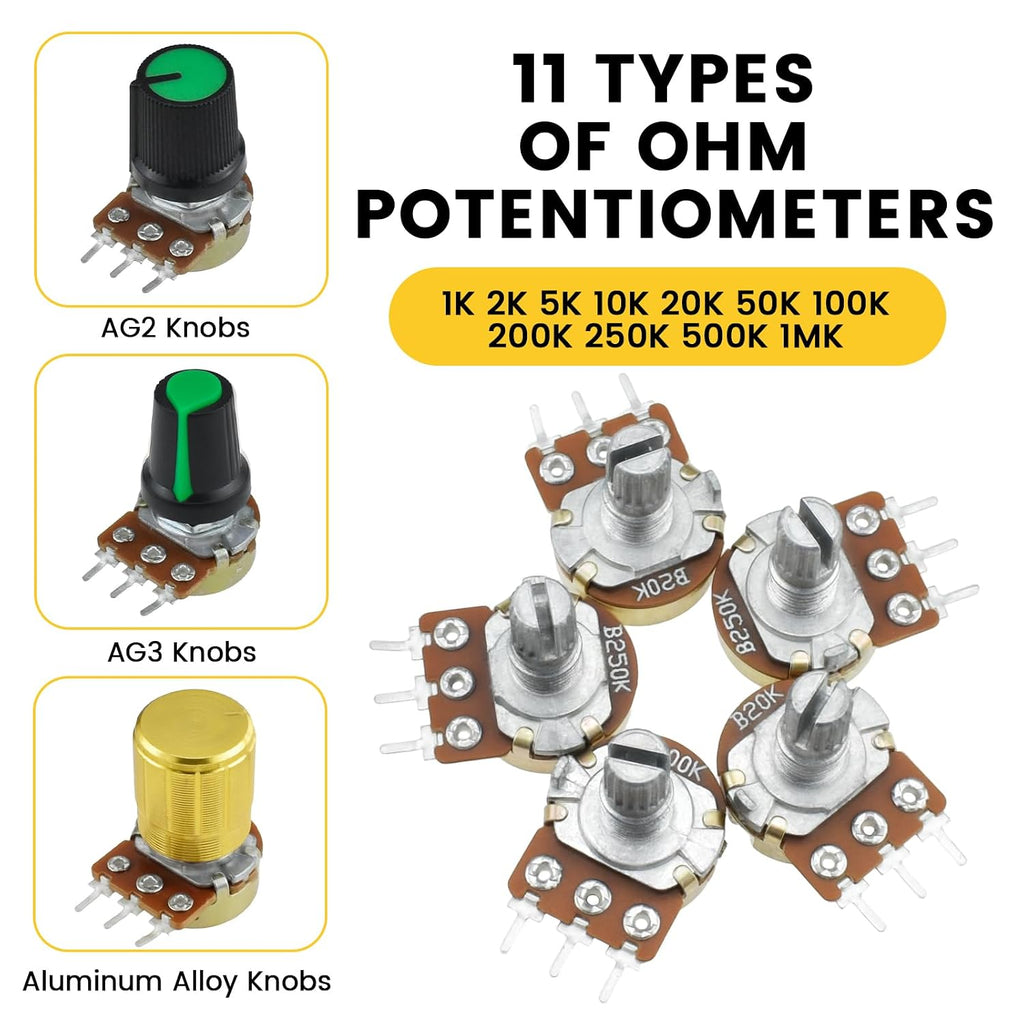 128Pcs WH148 Potentiometer Kit 15mm Shaft Single-Joint Linear Potentiometer