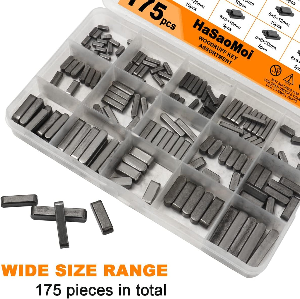 175pcs Woodruff Key Assortment, Stainless Steel Round Ended Key