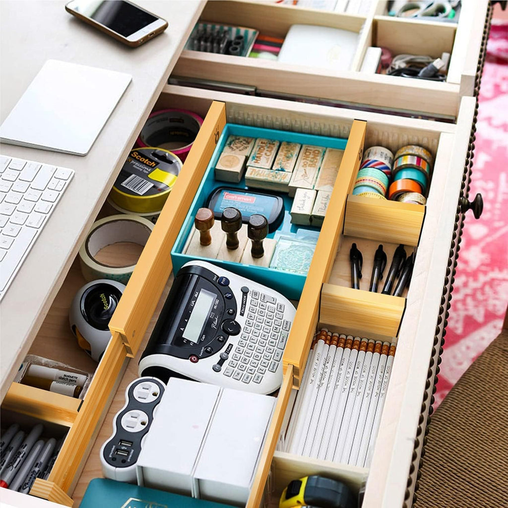 Bamboo Drawer Dividers Organizers, Drawer Separators Splitter,17-22 inches Long Adjustable Spring-loaded Organizer