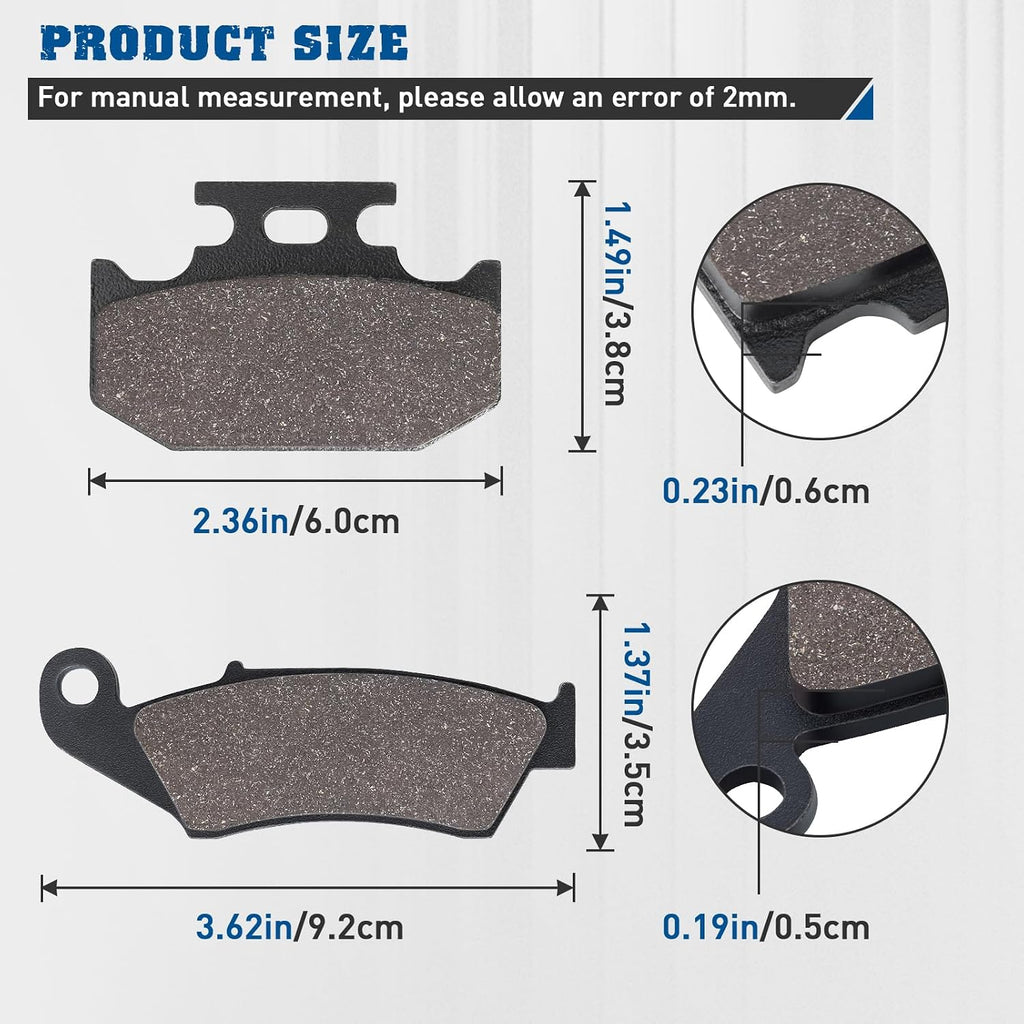 Front and Rear Brake Pads for Suzuki DR650 1996-2016 350 DR350 1997-1999 DRZ250 DR-Z250 2001-2007 RMX250 1996-1998 Kawasaki KDX200 1995-1999 KDX220R 1997-2006 KLX250 KLX650 1993-1997