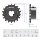 FOCMKEAS 19 Tooth Roller Chain Sprocket, 25 Chain, 15mm Bore