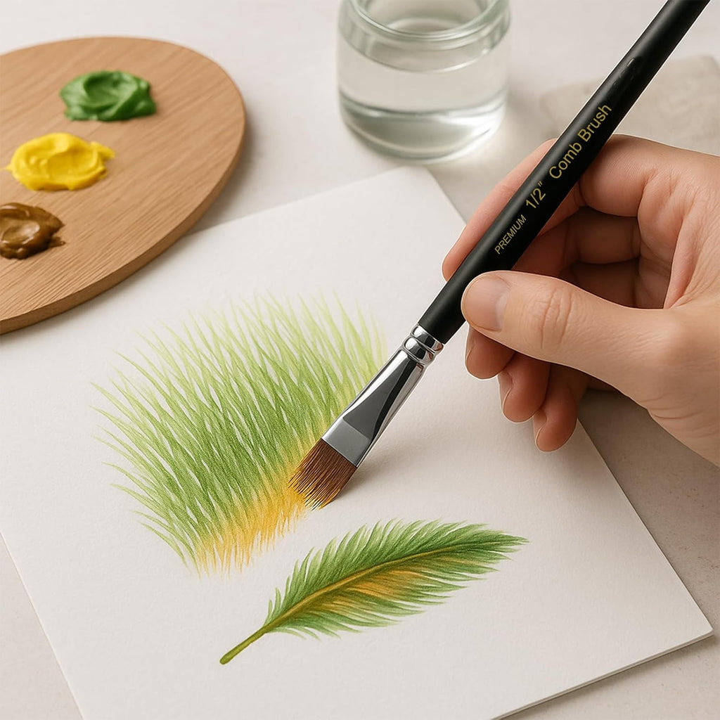 Paint Brush Comb Set - 4PCS Professional Grainer Brushes for Acrylic Painting, Oil & Watercolor - Texture Brushes for