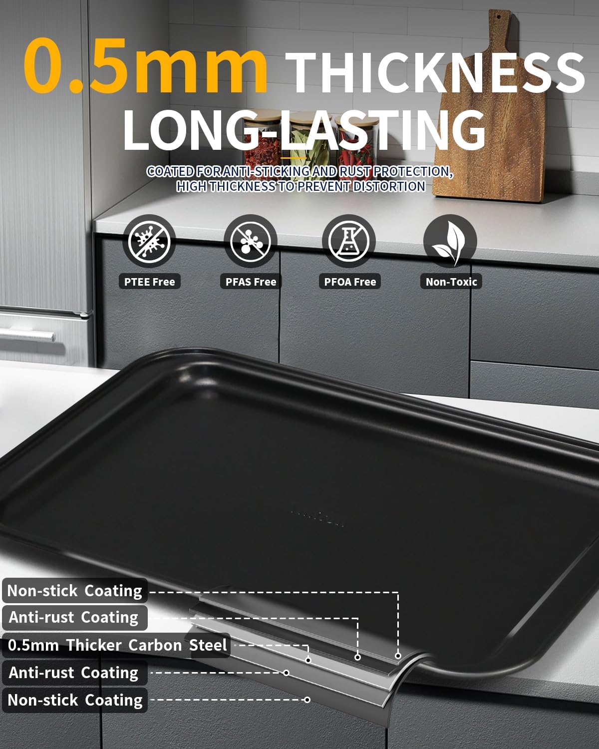 Nonstick Baking Pans Set, 19 PCS Stackable Bakeware Sets, Oven Pan Set Includes Baking Tray, Cookie Sheet, Cake Pans