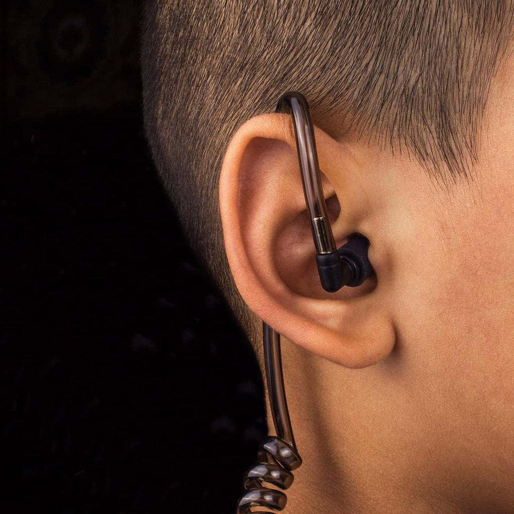 Covert Acoustic Tube Earpiece with Mic for Baofeng UV-5R Walkie Talkies, Surveillance Headset and PTT Compatible with