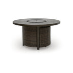 Outdoor Fire Pit Table, Round Wicker Propane