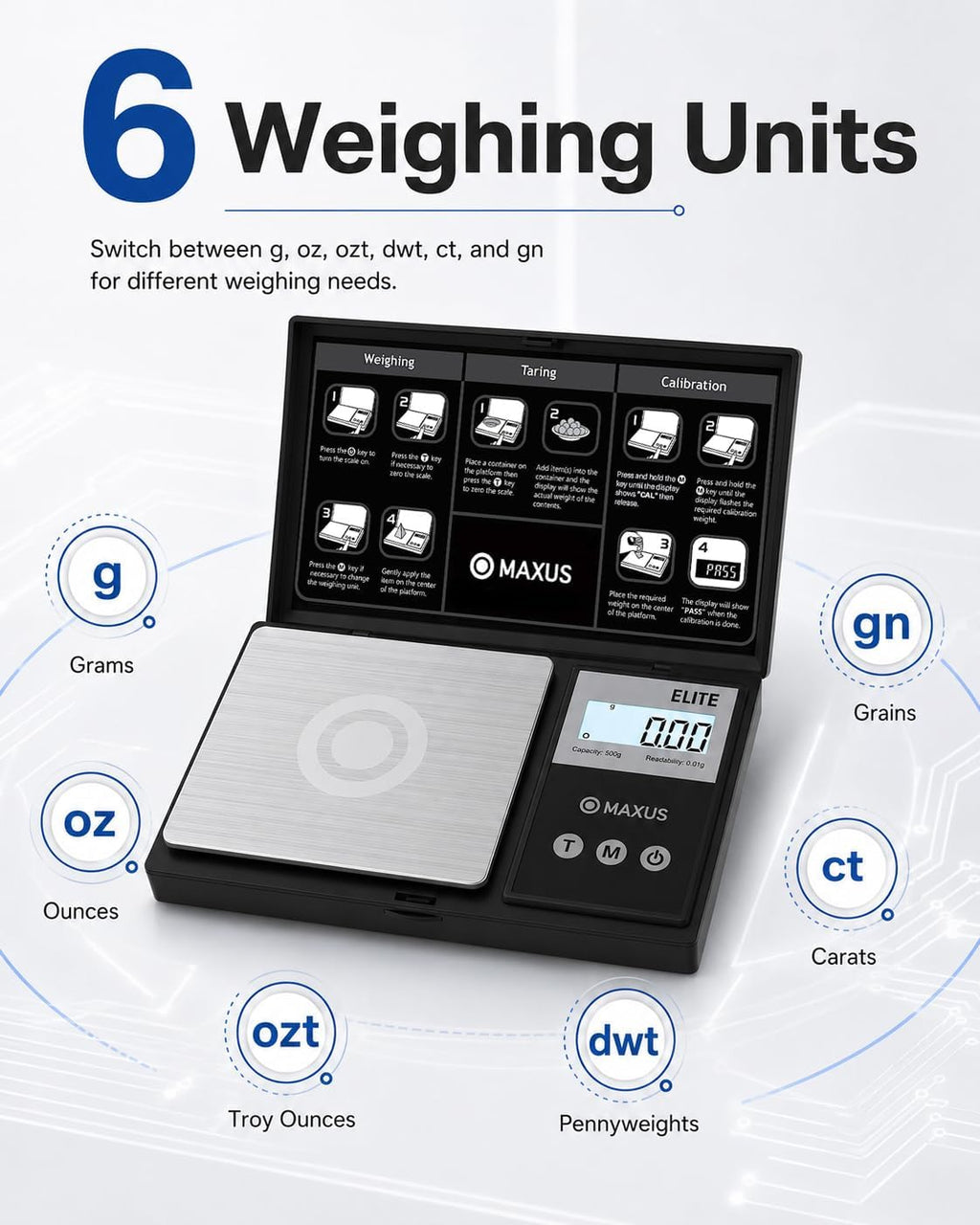 Digital Pocket Gram Scale 500g x 0.01g High Precision with Tray