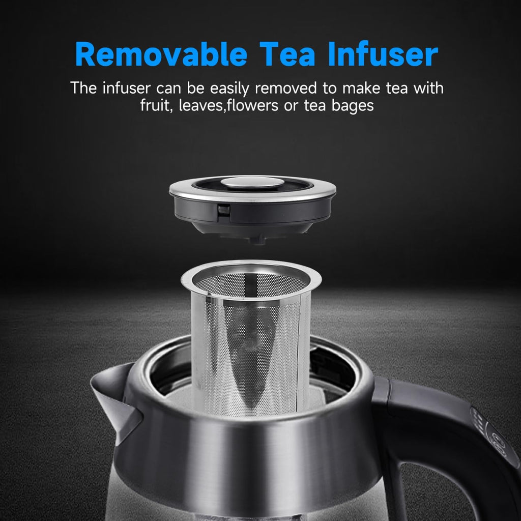 Electric Kettle with Temperature Control and Tea Infuser | 1500W, 1.7L Hot Water Kettle with Variable Temperature