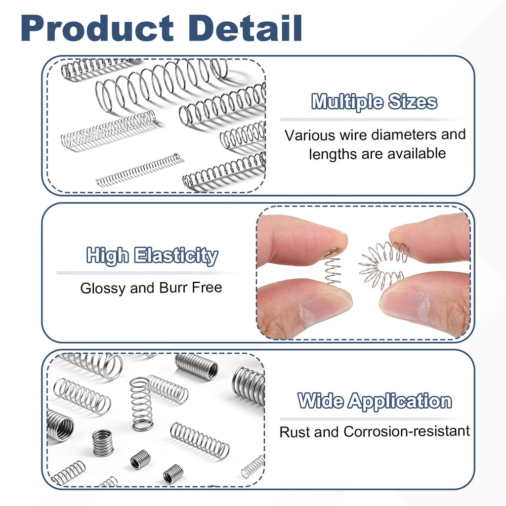 8Pcs SP 9729 Compression Spring Stainless Steel 0.054" GA, 5/8"x2-3/4"