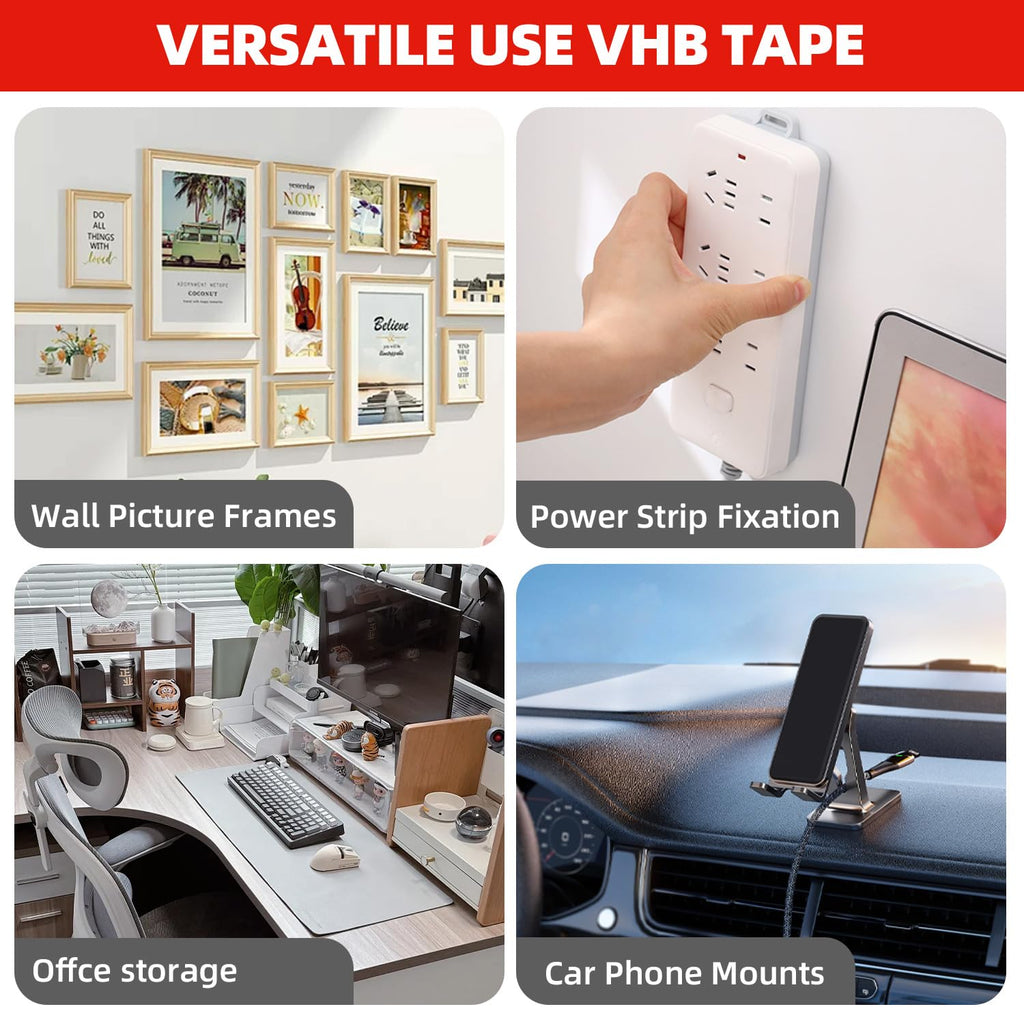 Double Sided Tape,1in X 9.85ft Heavy Duty Removable Mounting Tape