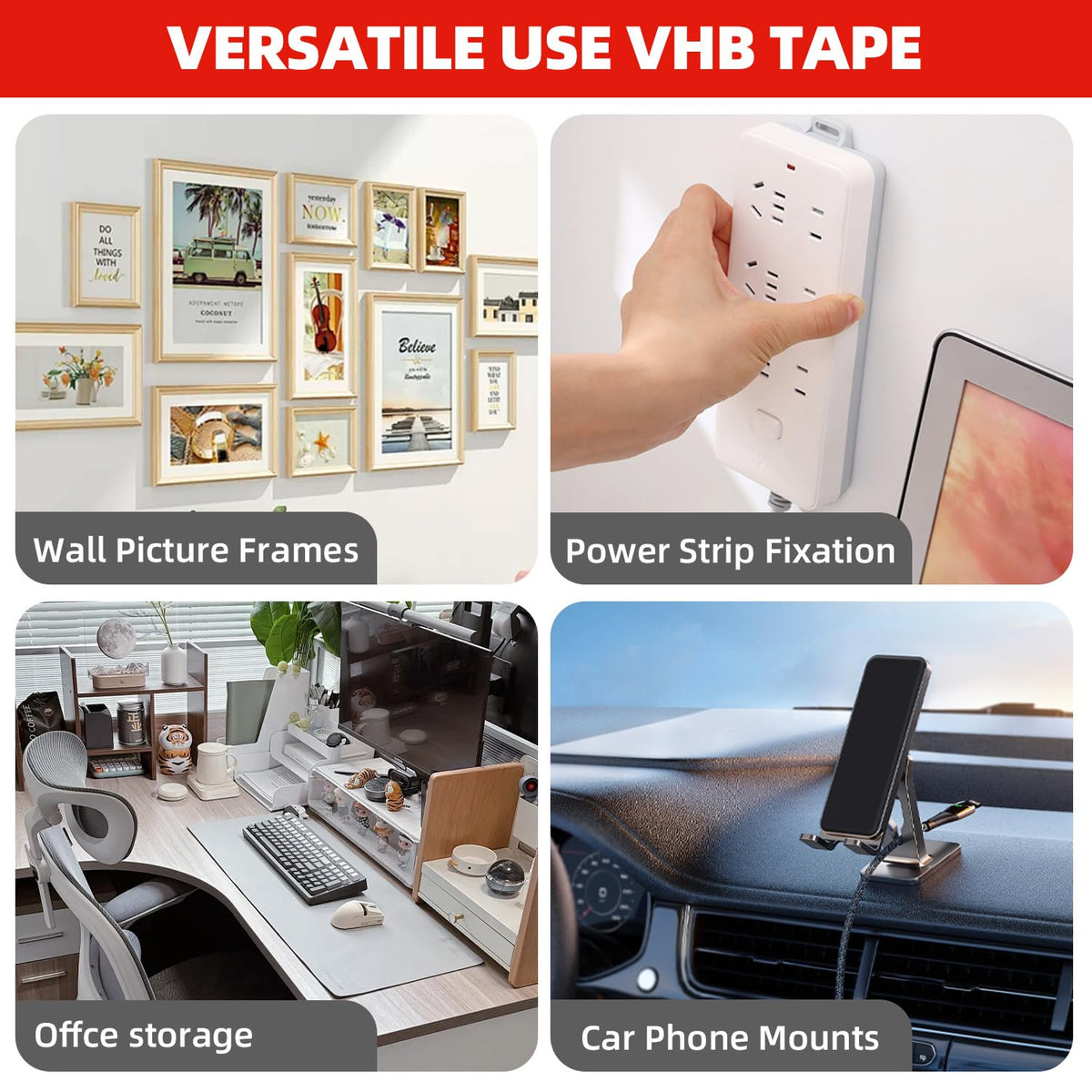 Double Sided Tape Heavy Duty,0.39in X 9.85ft Removable Mounting Tape