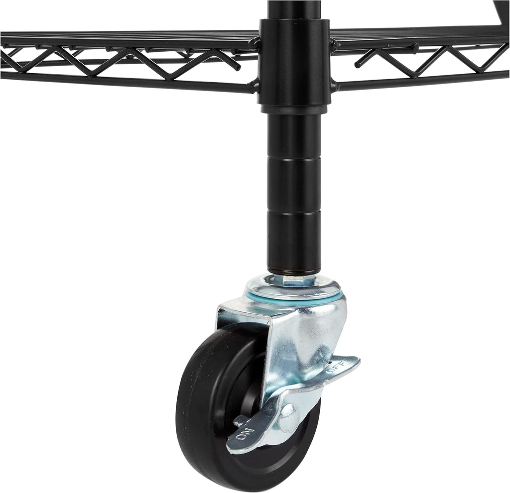 5-Shelf Heavy Duty Garage Shelving Storage Rack with 4" Wheel Casters, Adjustable Metal Wire Organizer, 300 lbs Per