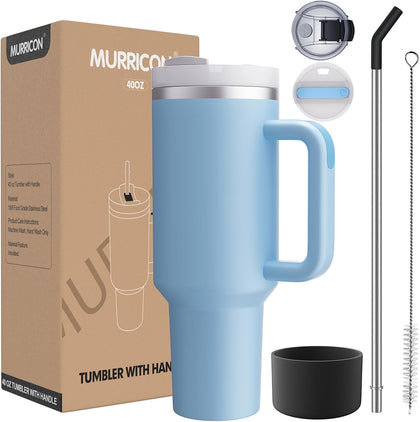 40 oz Tumbler with Handle and Straw,Reusable Vacuum Quencher Tumbler with Lid,Stainless Steel Insulated Travel