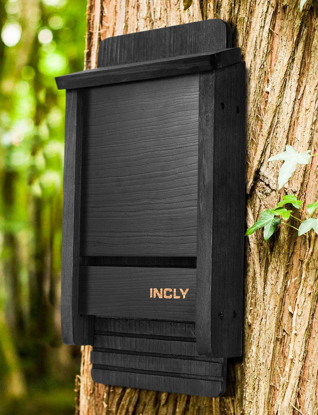 Small Bat House Kit for Outdoors 14.6"x6.7"x2.2" Shelter Box Roosting Single Chamber Black Natural Cedar Wood