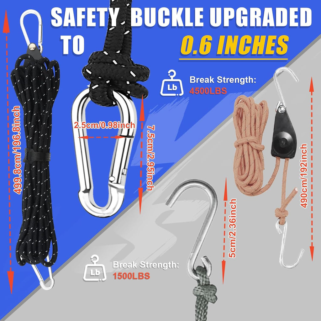Kayak Tie Down Straps Kit – Bow & Stern Loops, Heavy Duty Ratchet Straps