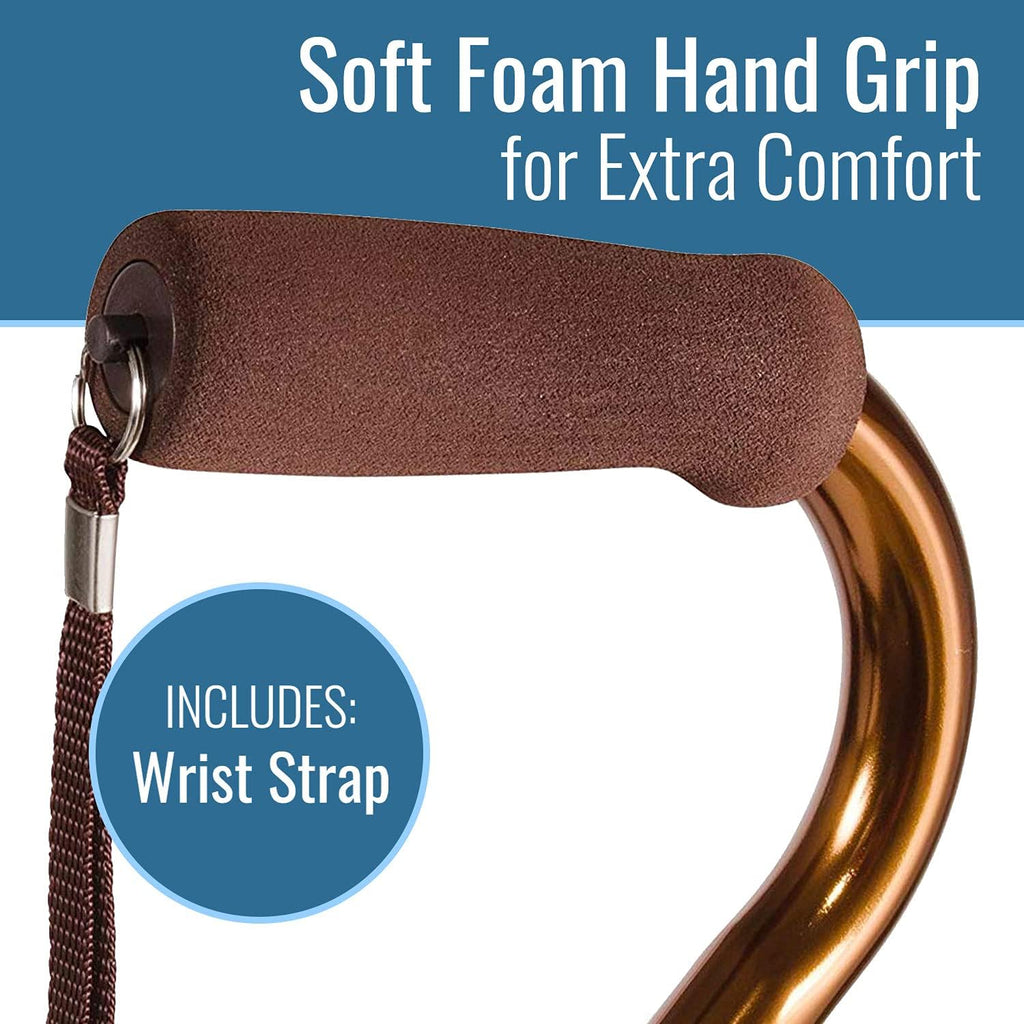 Walking Cane for Adult Men and Women, FSA Eligible, Lightweight and Adjustable, Ergonomic Hand Grip and Wrist Strap