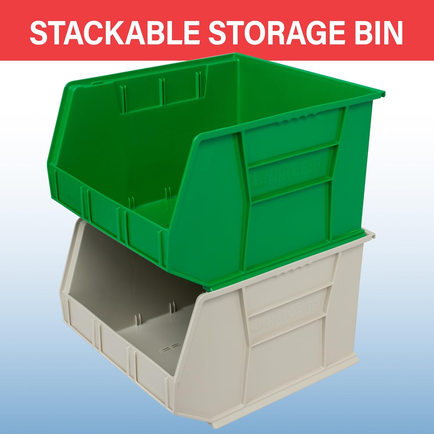 30270 AkroBins Plastic Storage Bins, 18"x16"x11", Black, 3-Pack | Space-Saving Stackable Bins for Garage, Pantry