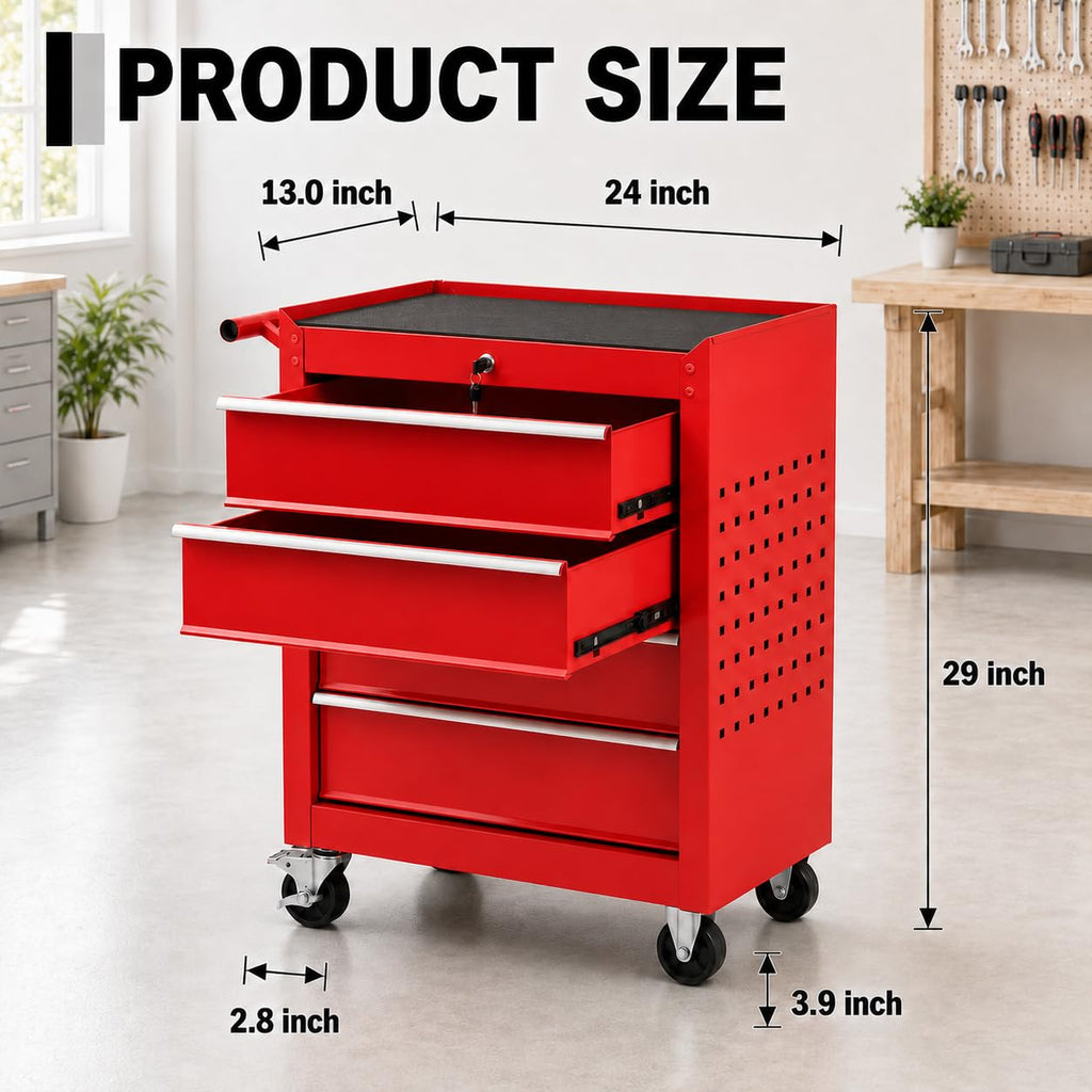 Rolling Tool Chest with Wheels, 4 Drawer Tool Storage Cabinet