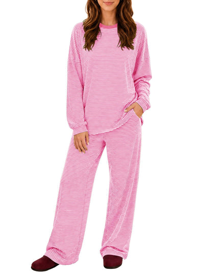 Women's 2 Piece Striped Lounge Set Maternity Pajama Sets Pink