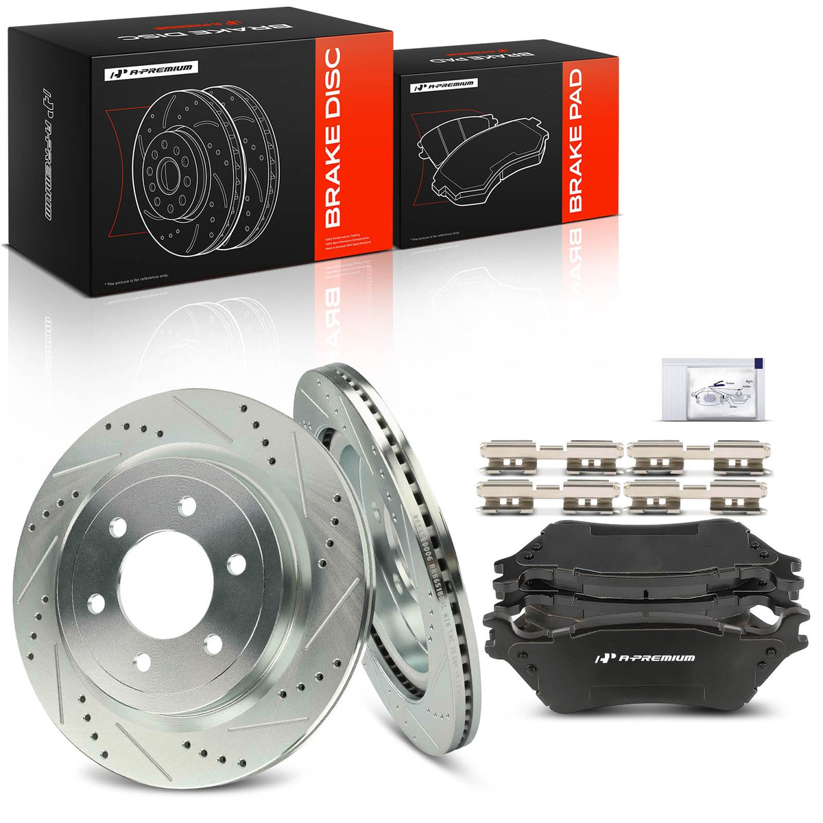 A-Premium 13.23 In (336mm) Rear Brake Rotors & Ceramic Pads Kit, 6-Pack