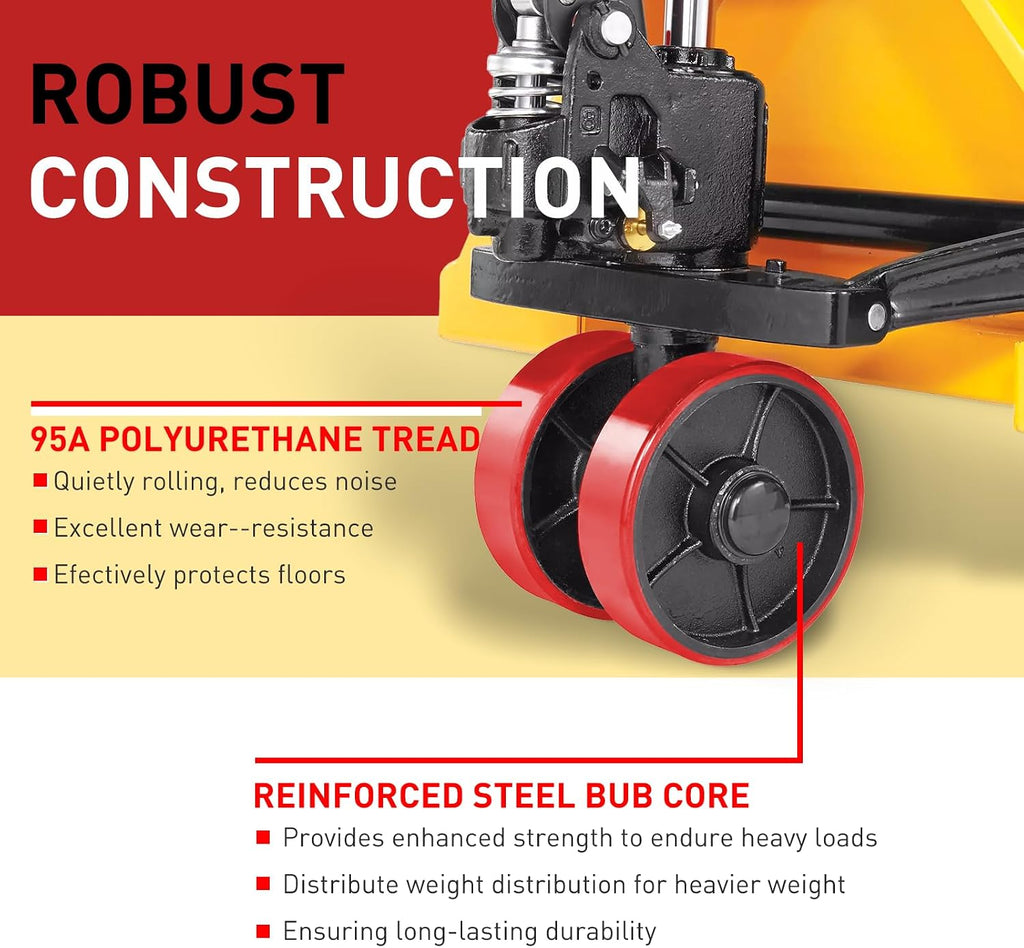 Pallet Jack Wheels Set for Most Manual Pallet Jacks, Full Set with Axles, Pair of Steering Wheels 7"x 2" and Load