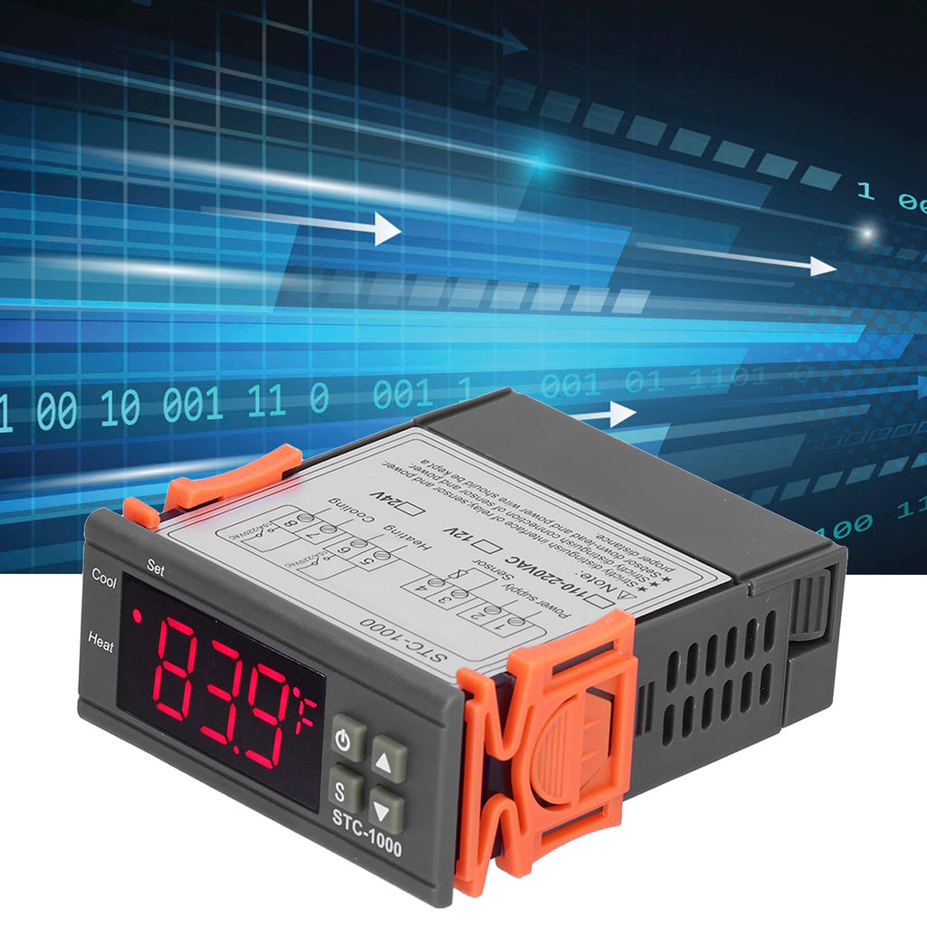 Digital Temperature Controller, -1000 Cooling and Heating Temperature Controller Digital Thermostat with Sensor for Temperature Measurement Temperature Control (12V)