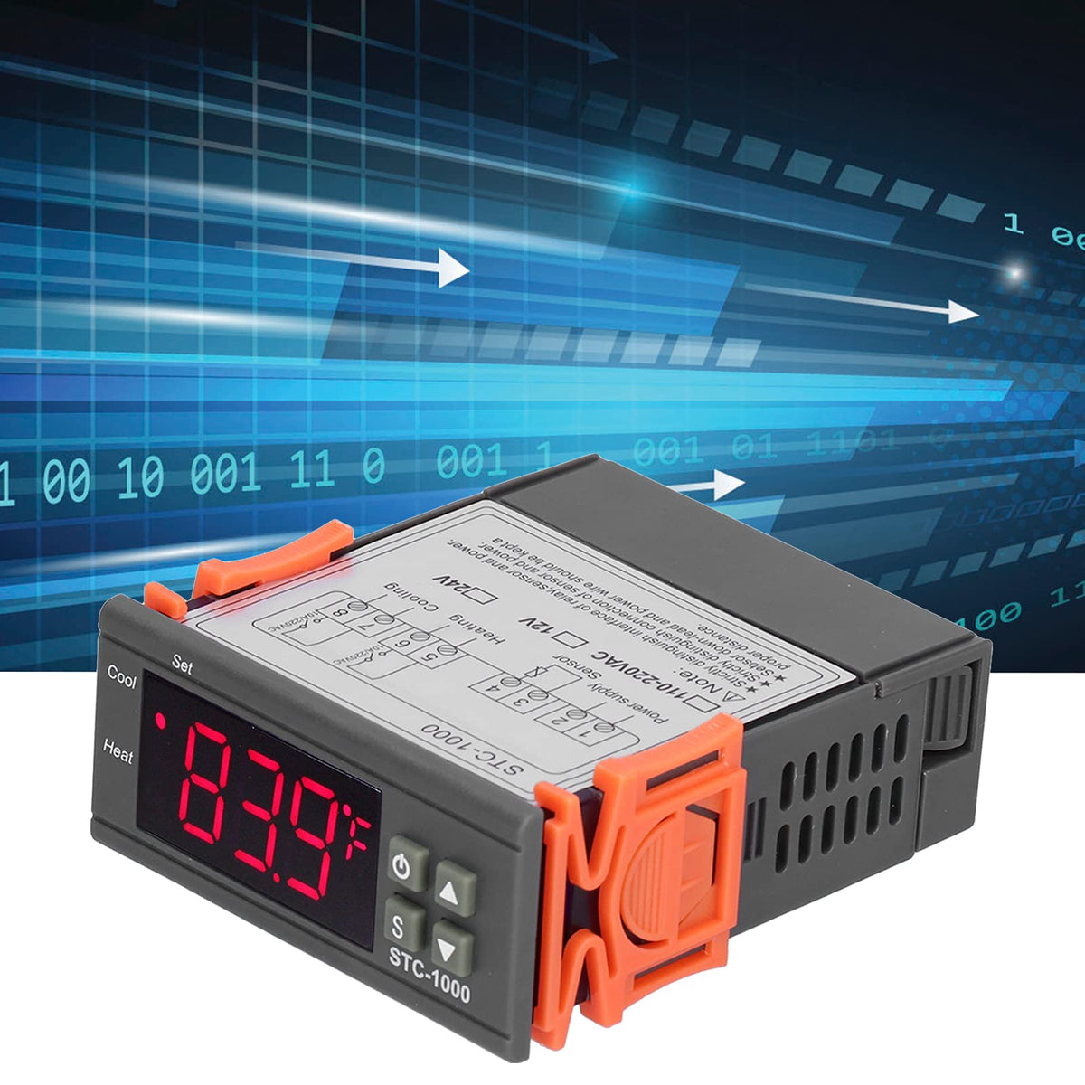 Digital Temperature Controller, -1000 Cooling and Heating Temperature Controller Digital Thermostat with Sensor for Temperature Measurement Temperature Control (12V)