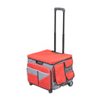 Folding Mobile Utility Cart, Canvas Organizer Bag, Red/Grey