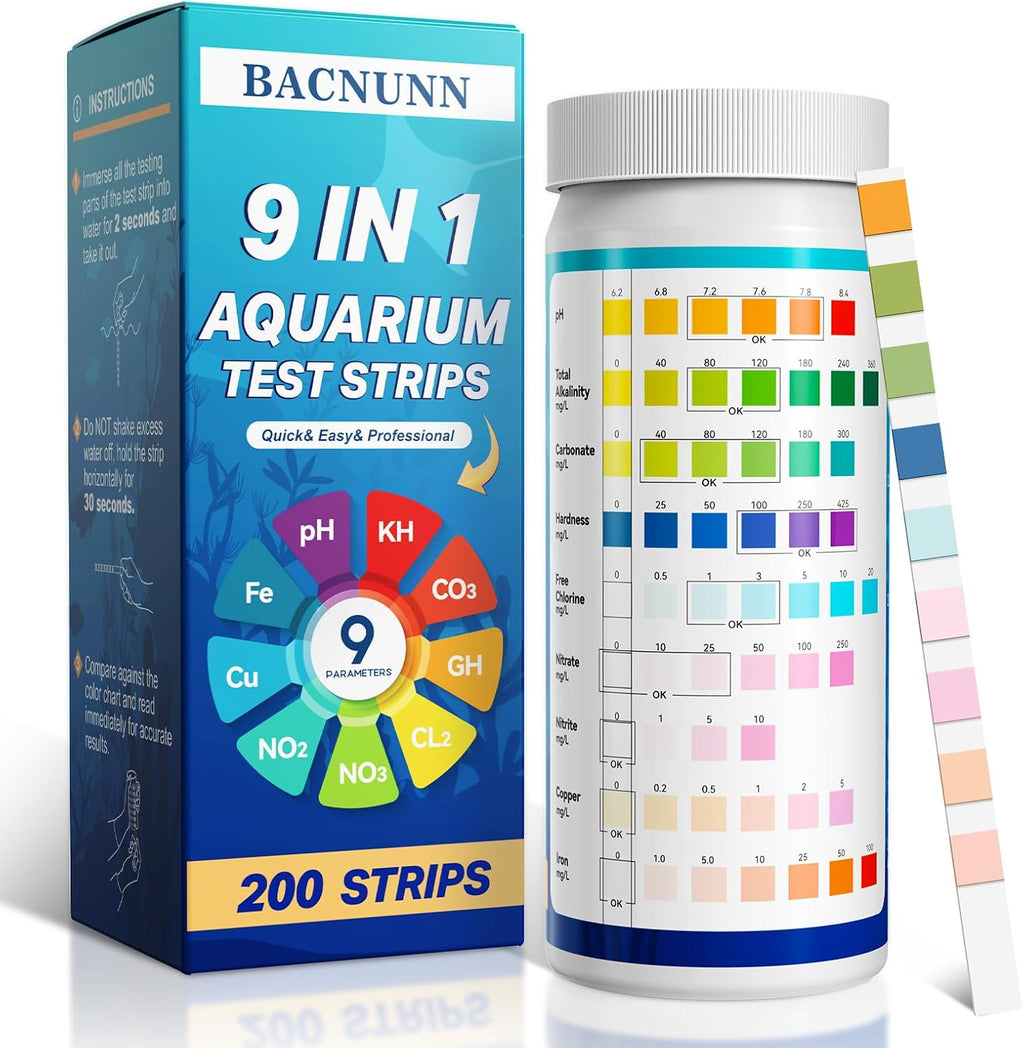 Aquarium Test Strips: 200CT 9 in 1 Fish Tank Water Testing Kit