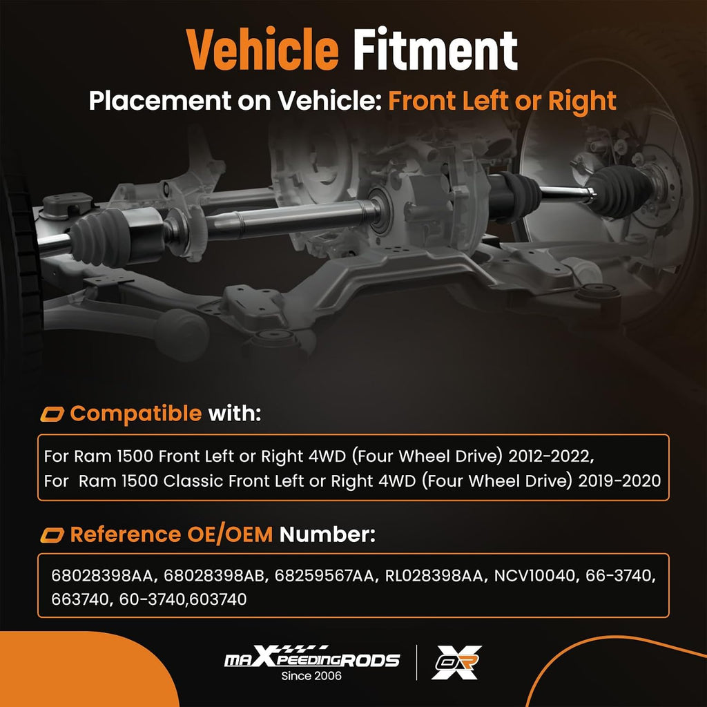 maXpeedingrods Front Left or Right CV Axle Shaft for Ram 1500 1500 Classic