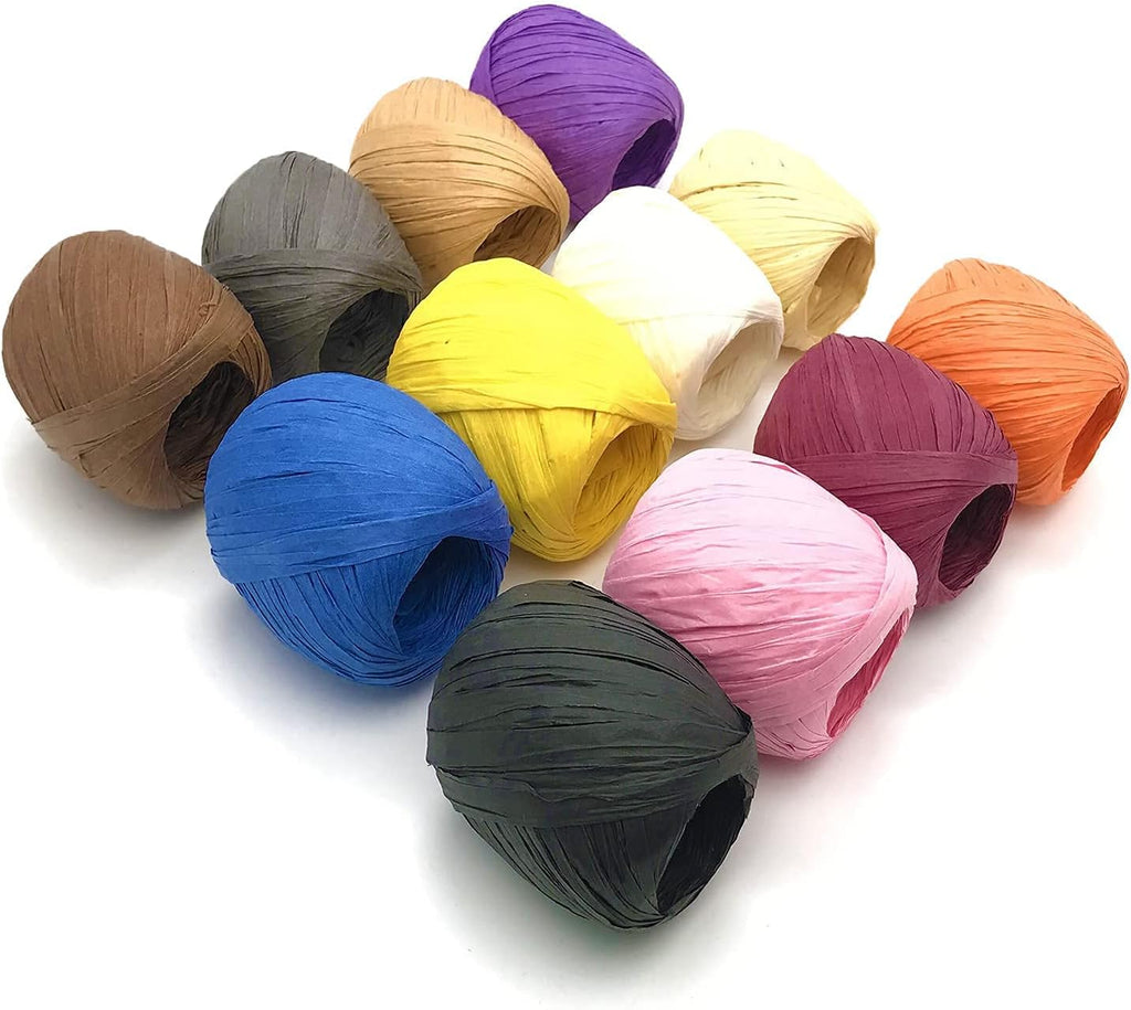 12 Rolls Raffia Paper Ribbon, 787 Feet Raffia Twine String