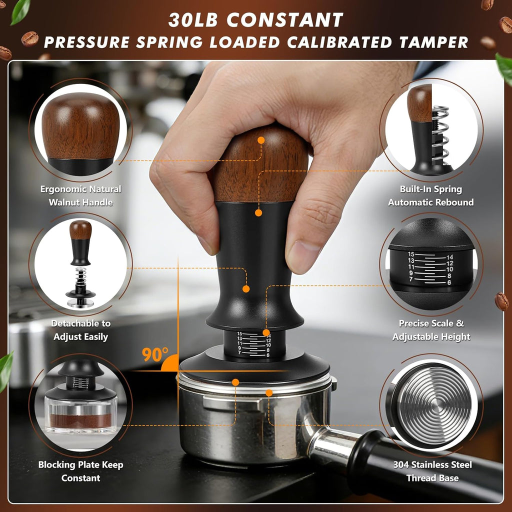51mm Espresso Accessories Kit, 25 PCS Espresso Tamper Kit Coffee Tamper Set, with 51mm Espresso Tamper, Puck Screen
