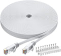 Cat6 Ethernet Cable 50 FT White, Cat-6 Flat RJ45 Computer Internet LAN Network Ethernet Patch Cable Cord - 50 Feet