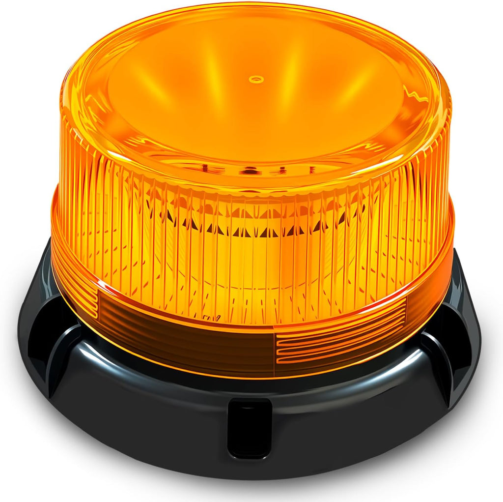 1-Pack Amber Strobe Beacon Light, Rechargeable LED, Magnetic Base | Wireless 3600mAh with suction cup mount.