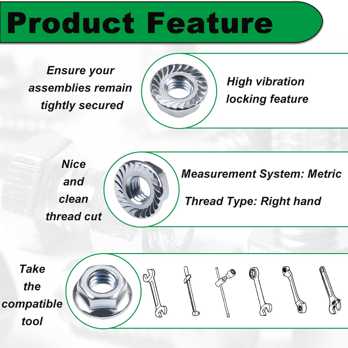40pcs M6 Flange Nut, M6-1.0mm Hexagon Serrated Flange Nuts