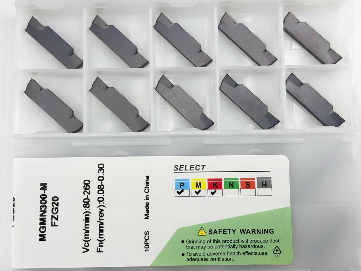 MGMN300-M Carbide Grooving Inserts for MGEHR/MGIVR, PVD Coated, 10pcs