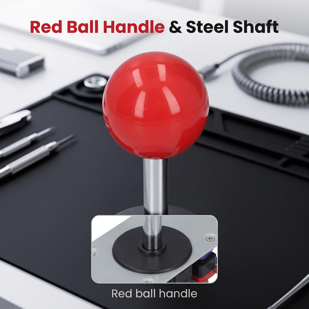 Joystick Red Ball Top Handle Game Joystick DIY Controller Kit for Gaming, 2/4/8 Way