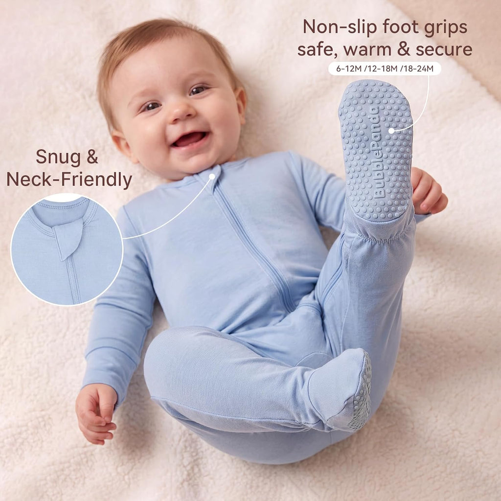 BubblePanda Rayon Made From Bamboo Baby Pajamas Long Sleeve Sleepers