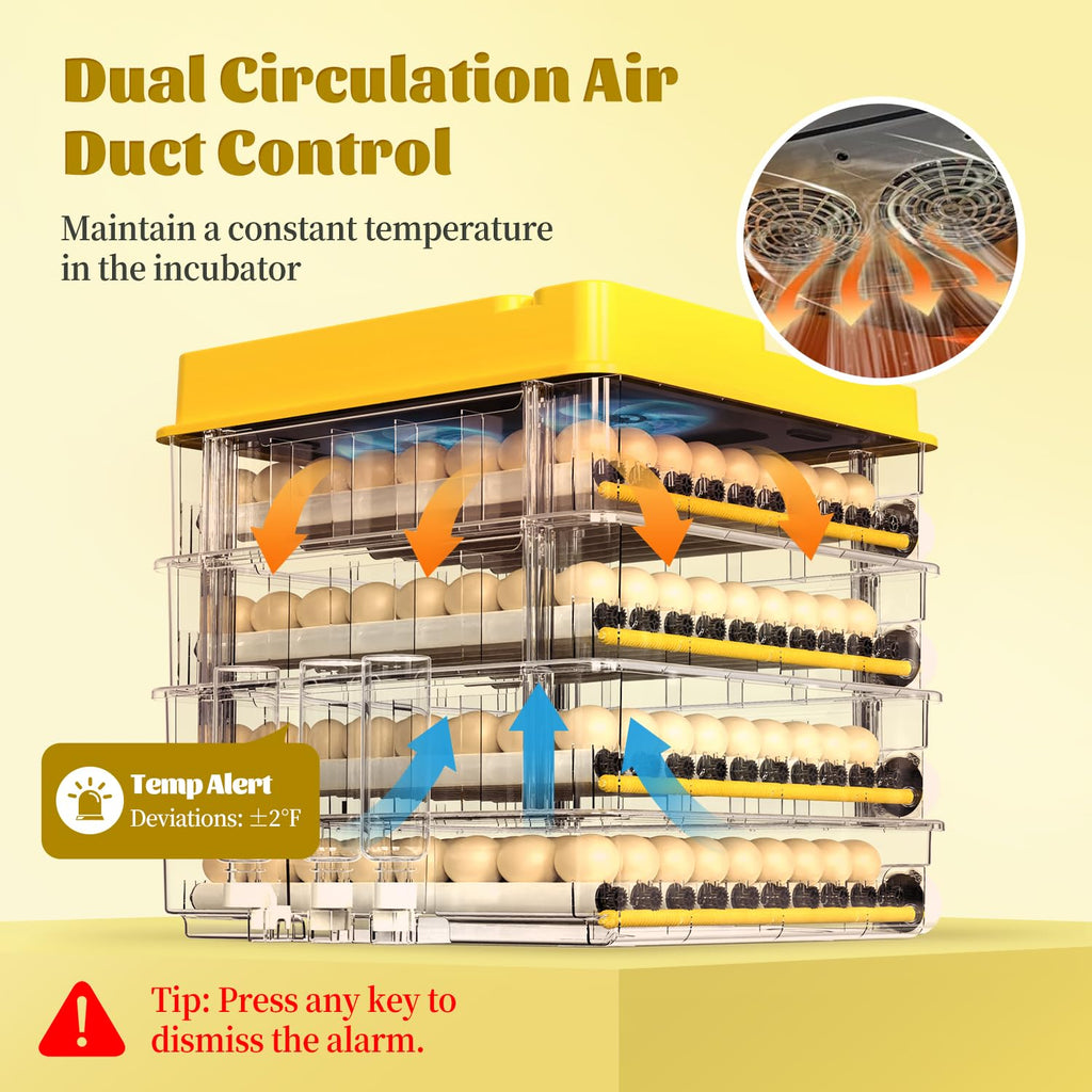216 Egg Incubator for Hatching Eggs, Fully Automatic Egg Incubator with Auto Temp/Water/Turning, for Chicken Duck