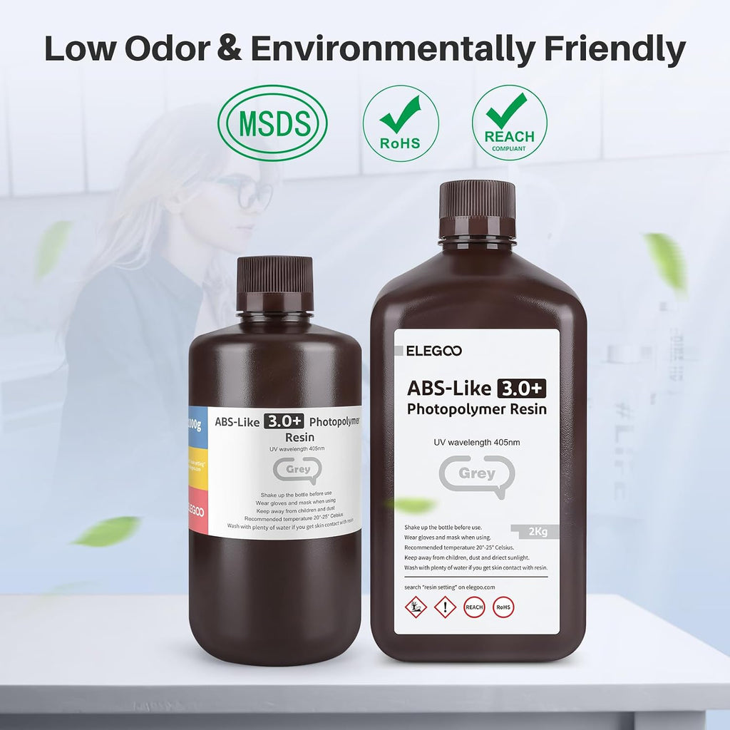 ELEGOO ABS-Like Resin 3.0 Pro, 3D Printer Resin Grey 1000G | Low Viscosity and High Precision, 405nm Rapid UV-Curing