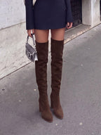 Womens Over the Knee High Boots Thigh High Chunky Heel Zip Boots