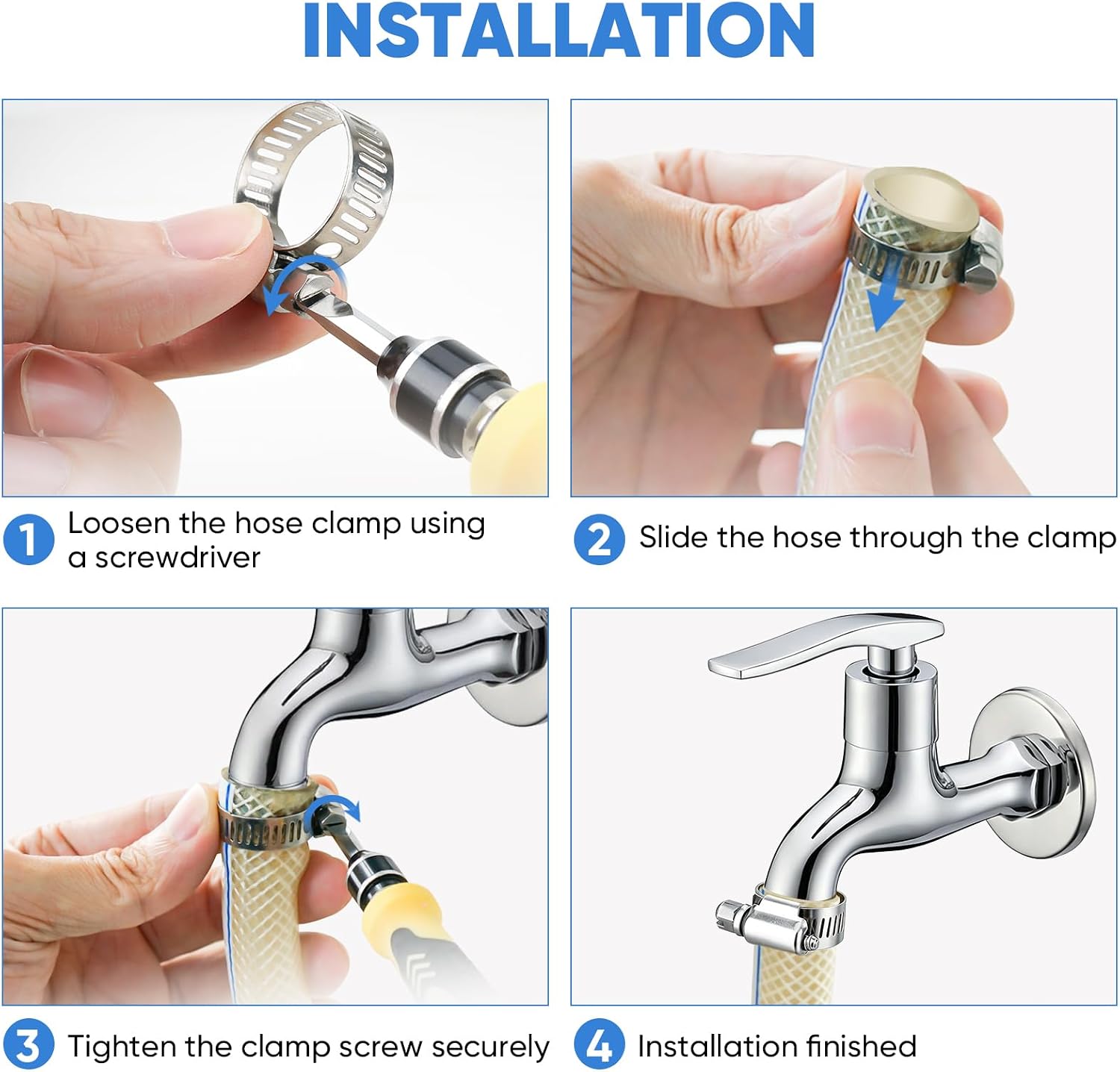 40PCS Hose Clamp Set - 1/4''–1-1/8'' 304 Stainless Steel Worm Gear Hose Clamps for Pipe, Intercooler, Plumbing, Tube