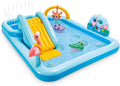 96" x 78" x 28" Inflatable Jungle Adventure Play Center Spray Kiddie Pool - Backyard Kids Water Slide, Outdoor