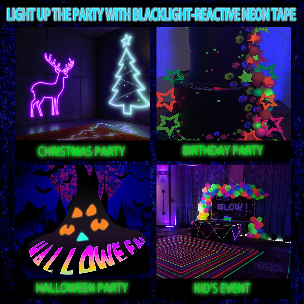 6 Rolls (0.6 in x 33 Ft) Neon Gaffer Cloth Tape for Halloween Decor