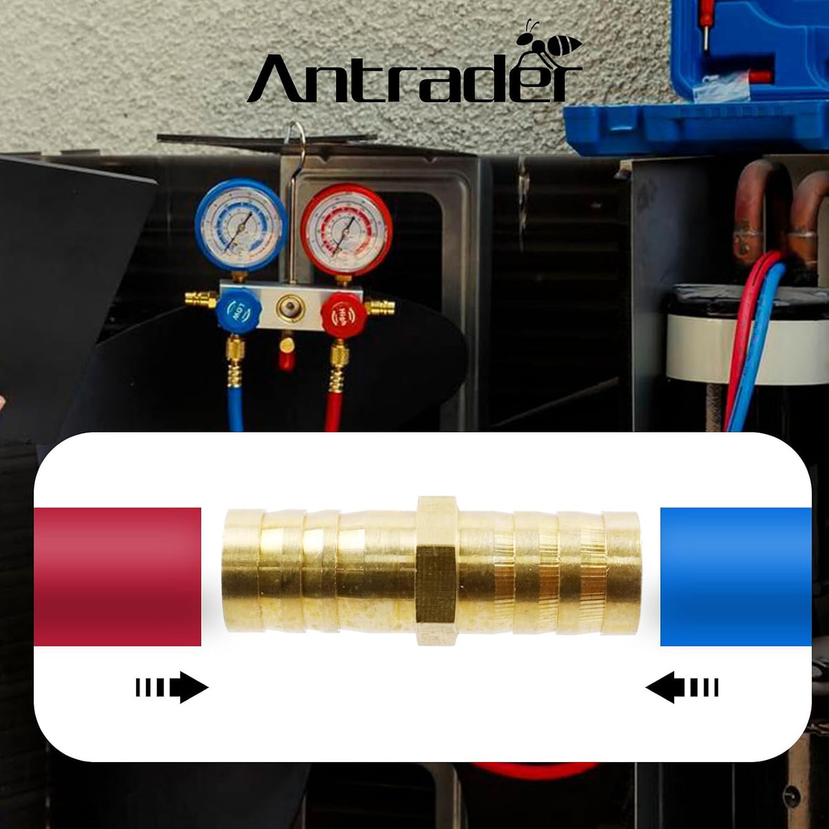 Antrader 10 Pack 1/2" x 1/2" Brass Straight Barb Coupling PEX Hose Fittings